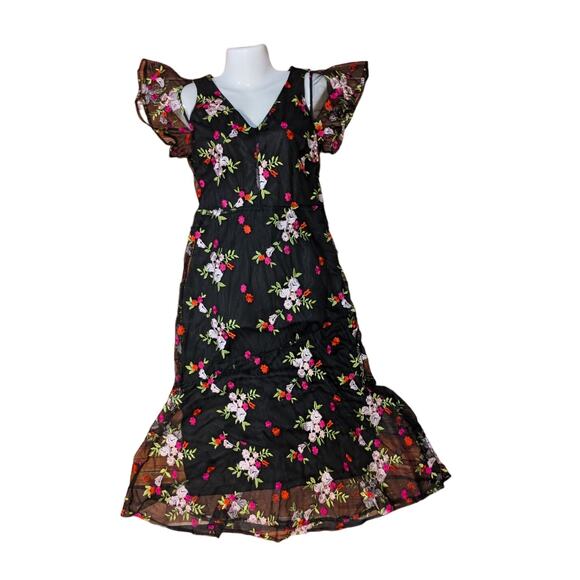 NWT Sam Edelman Embroidered Mesh Midi Dress Size 2 - Picture 10 of 11